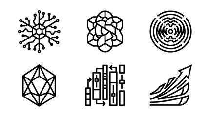 Fototapeta premium Set of Modern Vector Icons Representing Technology, Data, and Digital Concepts in Minimalist Style