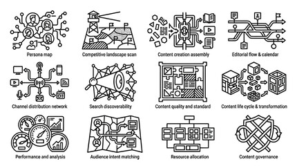 Obraz premium Icons Set of Business and Technology Concepts for Digital Interface Design