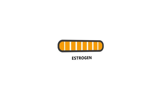 Progress bar. Hormone estrogen growth indicator.Chemical molecular formula of human hormone.