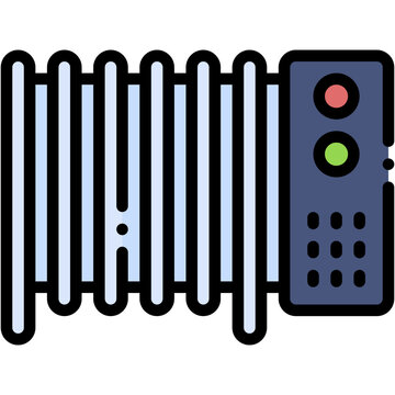 Electric Heater Radiator Vector Icon for Home Heating Appliance