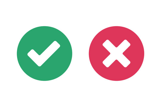 Checkmark and cross icons represent a clear visual guide for correct versus incorrect selections.