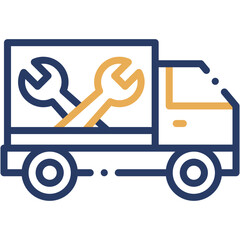 Repair Service Truck Vehicle Vector Icon for Maintenance Work © iconiyo