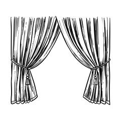 window curtain vector line art hand drawn illustration © Garage graphic.std