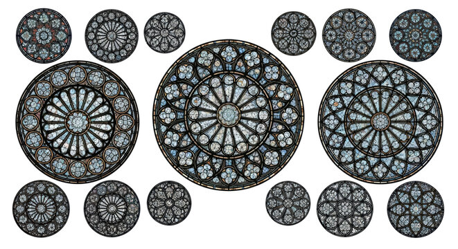 Collection of Gothic Rose Window Stained Glass Designs