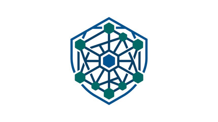 Fototapeta premium Vector Icon of a Blockchain Network with Interconnected Nodes and Hexagonal Structure