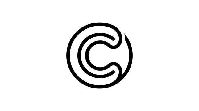 Icon of a Copyright Symbol in Flat Vector Design for Legal and Intellectual Property Use