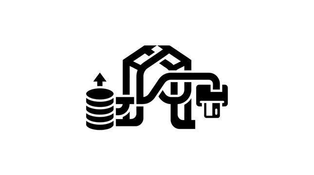 Icon Depicting Blockchain Technology with Cryptocurrency and Digital Ledger Style