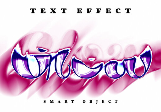 Liquid Chrome Pink Glow Text Effect Template