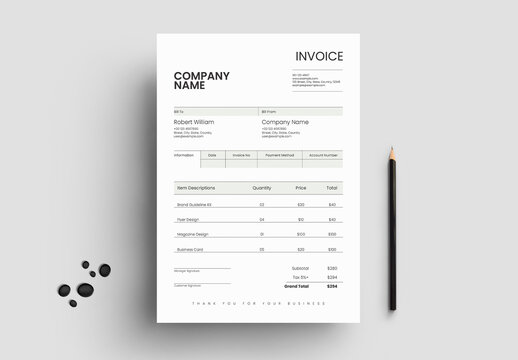 Minimal Invoice Template With Clean Business Layout