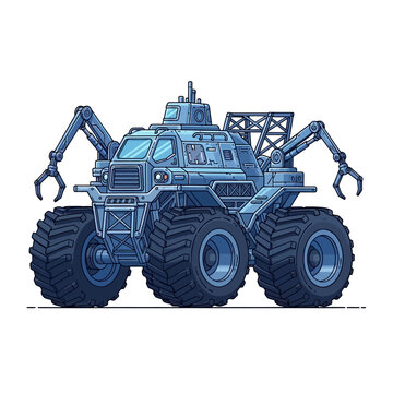 Large Robot with Mechanical Arms and Wheels.