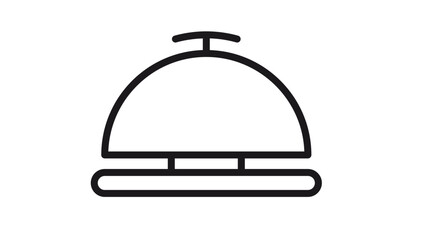 Fototapeta premium Black line vector icon of a service bell or reception desk bell, minimalist silhouette symbol for hotel concierge, hospitality service, and customer assistance notification illustration.