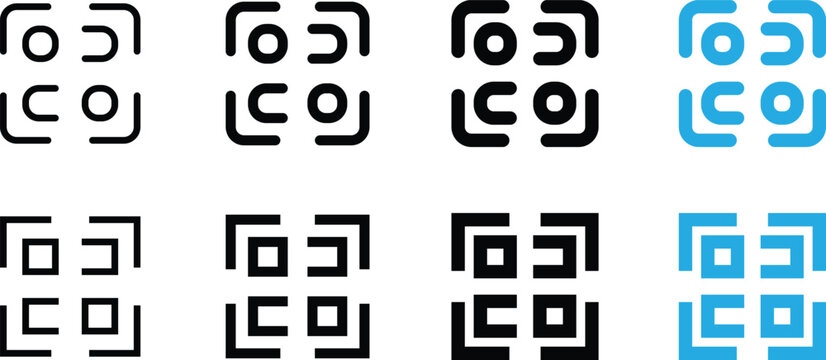 Collection of qr code scanning and barcode reader vector icons