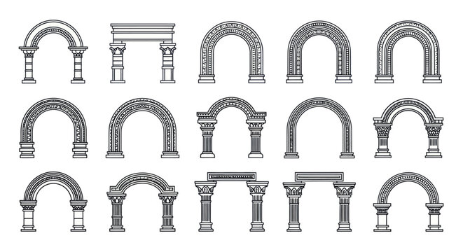 Collection of Ancient Architectural Arches and Gateways