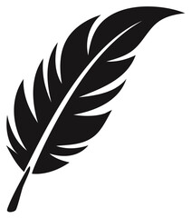 Fototapeta premium Black feather silhouette, isolated, illustration of bird wing element.