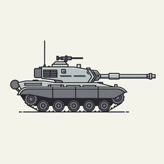 Obraz premium Modern Military Tank Illustration, Heavy Armored Vehicle, Combat Weaponry