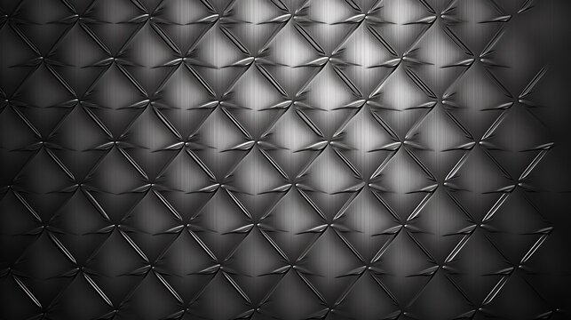 Vector illustration of diamond plate background with seamless shiny metal texture, grey steel or aluminum pattern with large rhombus shapes, suitable for industrial design, interior and wall decoratio