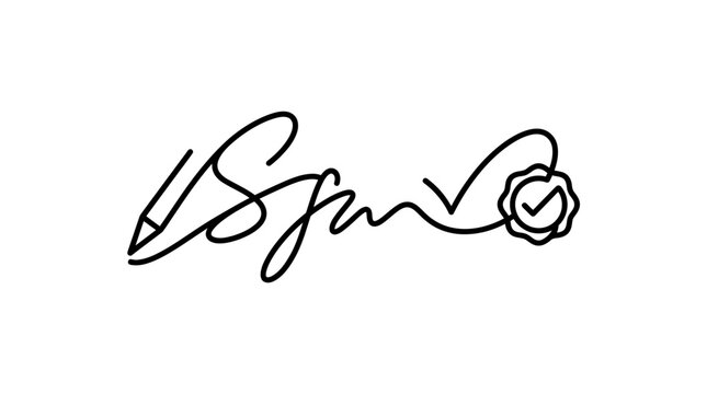 Icon of Digital Signature or Handwritten Signature in Vector Style