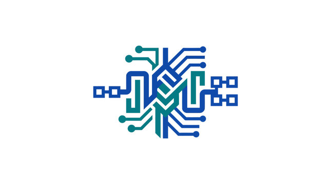 Icon of Circuit Board with Microchip for Technology and Electronics Concept