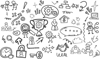 Fototapeta premium Horizontal Business Doodle Set