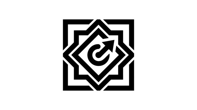 Icon of Circular Arrow Within Geometric Frame, Refresh Symbol, Vector Icon