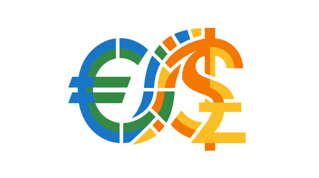 Icon Of Euro, Dollar, And Yen Currency Symbols In Colorful Vector Style