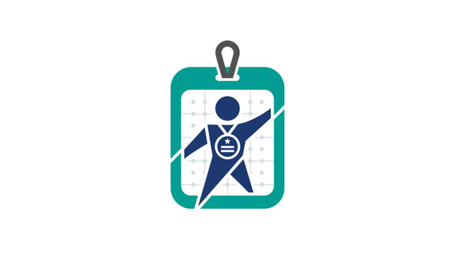 Vector Icon of a Security Badge and Person with Shield for Identity Protection