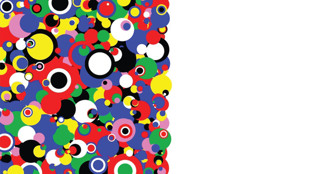 Colorful geometric circles pattern, vibrant abstract background, multicolored shapes, vector design elements