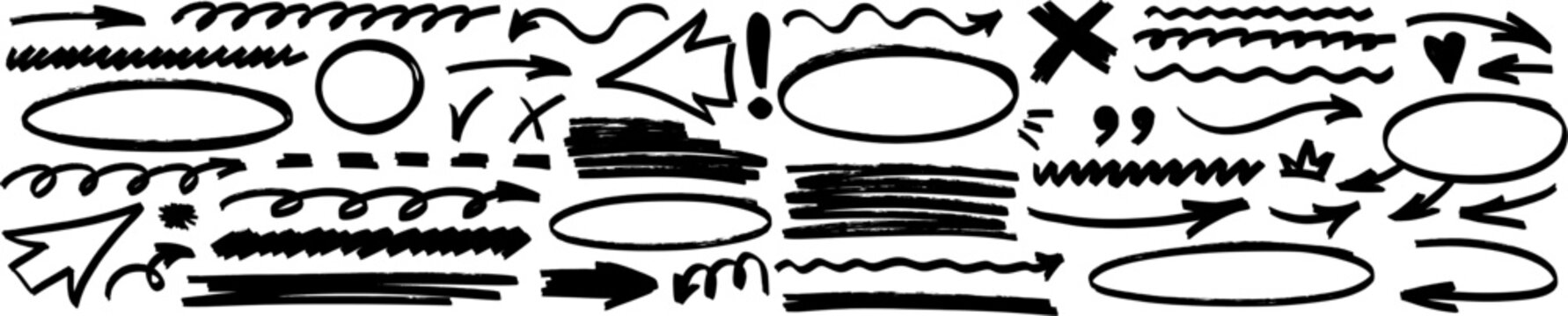 Bright sketch with highlight and marker texture, arrow guides the line and underline shapes a gentle form with pen.
