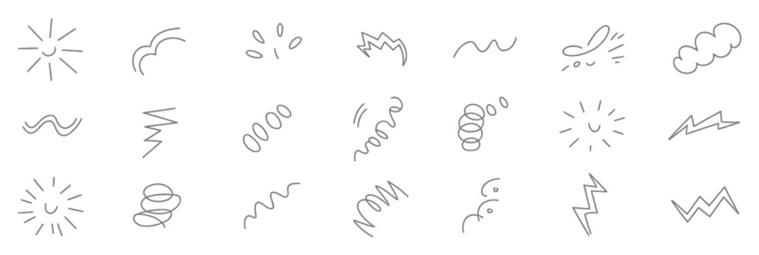 Abstract grey doodle elements vector set for minimalist graphic designs.