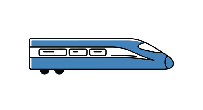 Blue Modern High Speed Train.