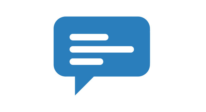 Blue speech bubble icon symbol.