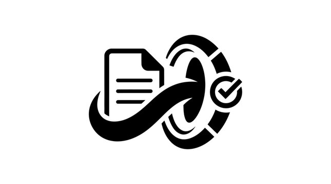 Icon of Document Management with Checkmark and Loop Symbol for Digital Workflow