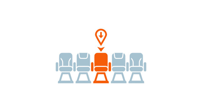 Icon of a Single Orange Seat Highlighting Priority Seating in a Public Waiting Area