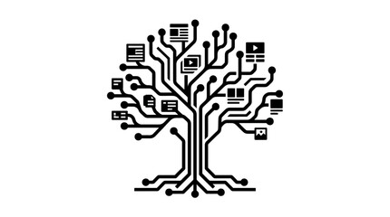 Obraz premium Icon of a Technology Tree Or Circuitry Influenced Tree Silhouette for Digital Innovation