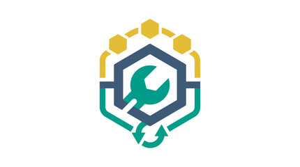 Fototapeta premium Icon of a Maintenance Wrench and Gear in a Tech Support Vector Illustration