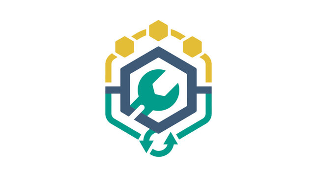 Icon of a Maintenance Wrench and Gear in a Tech Support Vector Illustration
