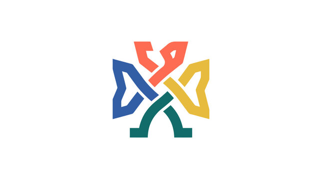 Colorful Abstract Icon Representing Unity and Collaboration in Modern Design