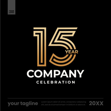 15 year company celebration anniversary logo social media template