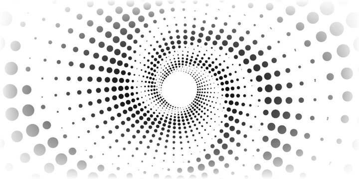 Abstract modern spiral pattern made of black dots   swirling design with a gradient effect. simple