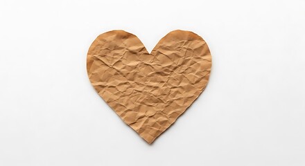 Fototapeta premium A crumpled brown heart on a white background