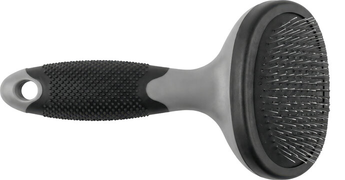 Professional pet grooming slicker brush isolated on transparent background