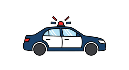 Cartoon Police Car with Red and Blue Flashing Lights, Side View © Rizal