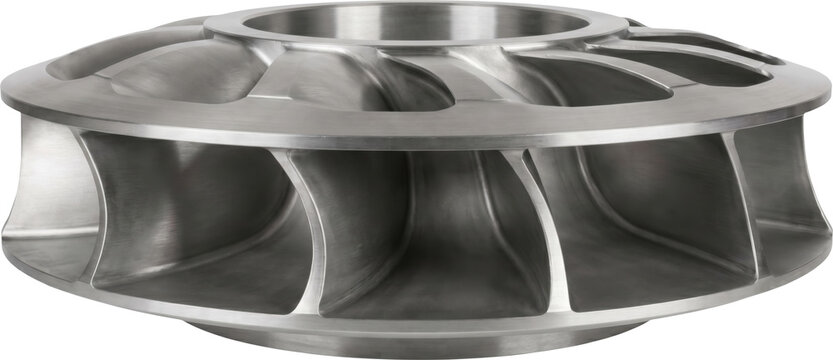 Industrial steel turbine impeller isolated on transparent background
