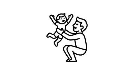 Naklejka premium Father Playing with His Baby Linear Style