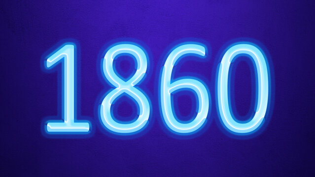 Glowing blue number design of 1860 on blue background.