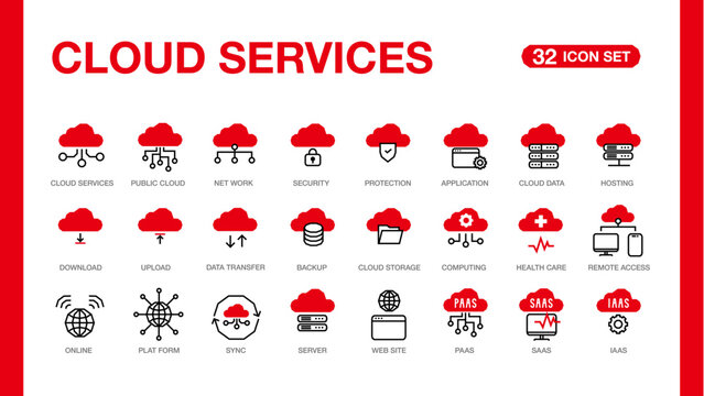 CLOUD  SERVICES 32 icon set