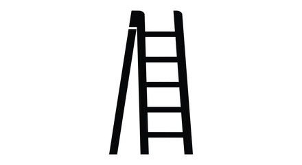 A simple black ladder stands prominently against a stark white background silhouette © MIRAJ02
