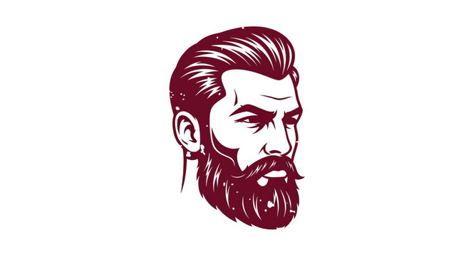 Stylish bearded man with pompadour hairstyle and mustache illustration