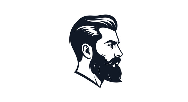 Stylized man head profile with beard and modern hair