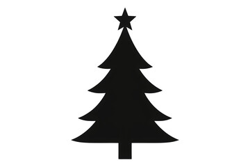 Fototapeta premium Christmas tree black silhouette with star icon, symbolizing winter holidays, celebration, and festive season cheer, transparent background